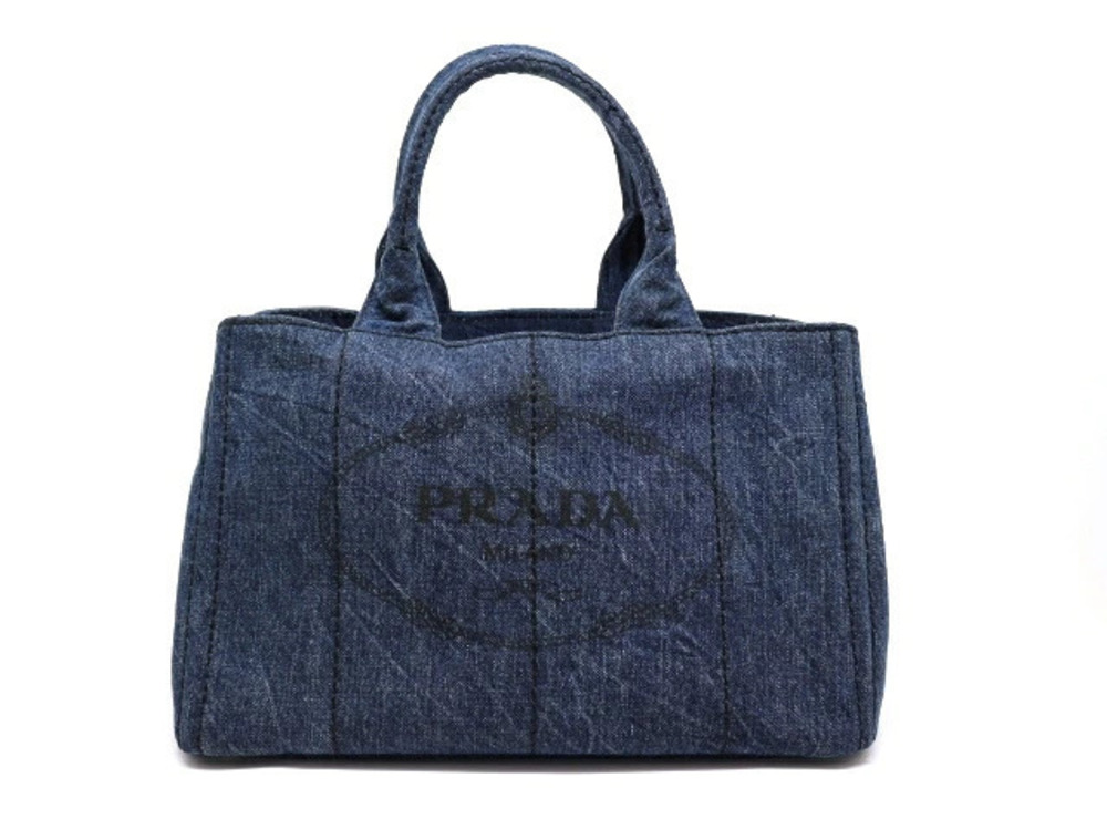 Prada Canapa Handbag Denim Indigo Blue